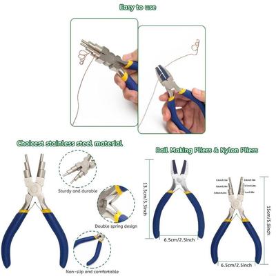 H7EE Lot de 2 Fournitures Essentielles pour Perlage Bijoux Faits Main Pinces d'Artisanat pour Créer des Anneaux et des Formes dans le Fil
