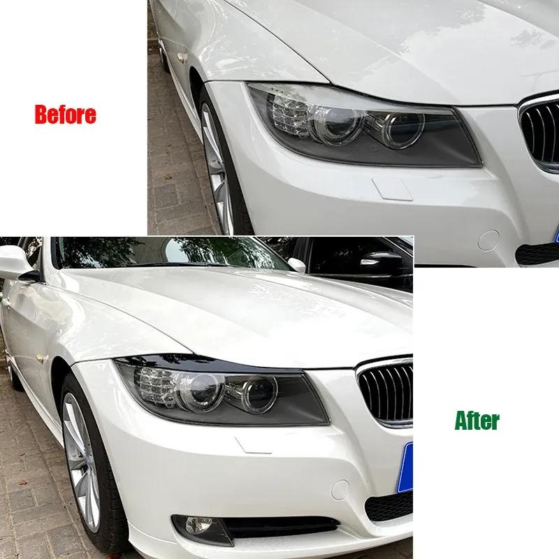 For BMW 3 Series E90 E91 2005 2006 2007 2008 2009 2010 2011 Sedan / Touring Stickers ABS Gloss Black Headlight Eyebrows Eyelid