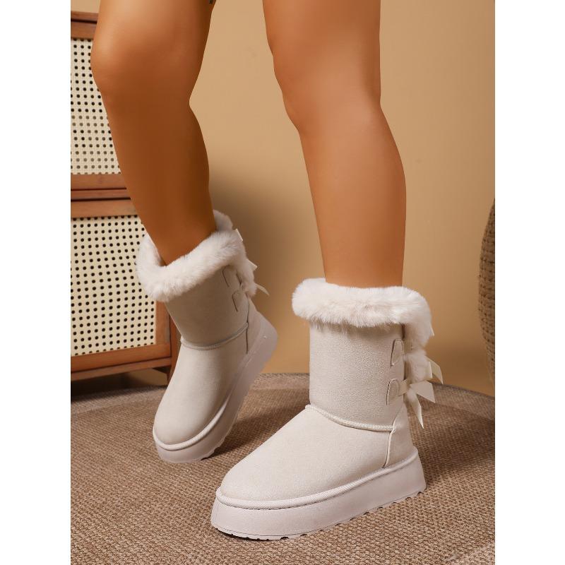 Thick-soled Warm Snow Boots Women's 2025 Winter New Plus-size Muffin with Fleece and Thickened Wool Mouth Mid-tube Cotton Shoes