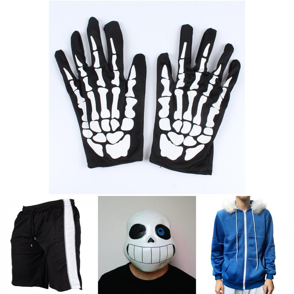 Stilvolles Spiel Undertale Sans Cosplay Kostüm Hoodie Set mit Handschuhen und Strümpfen