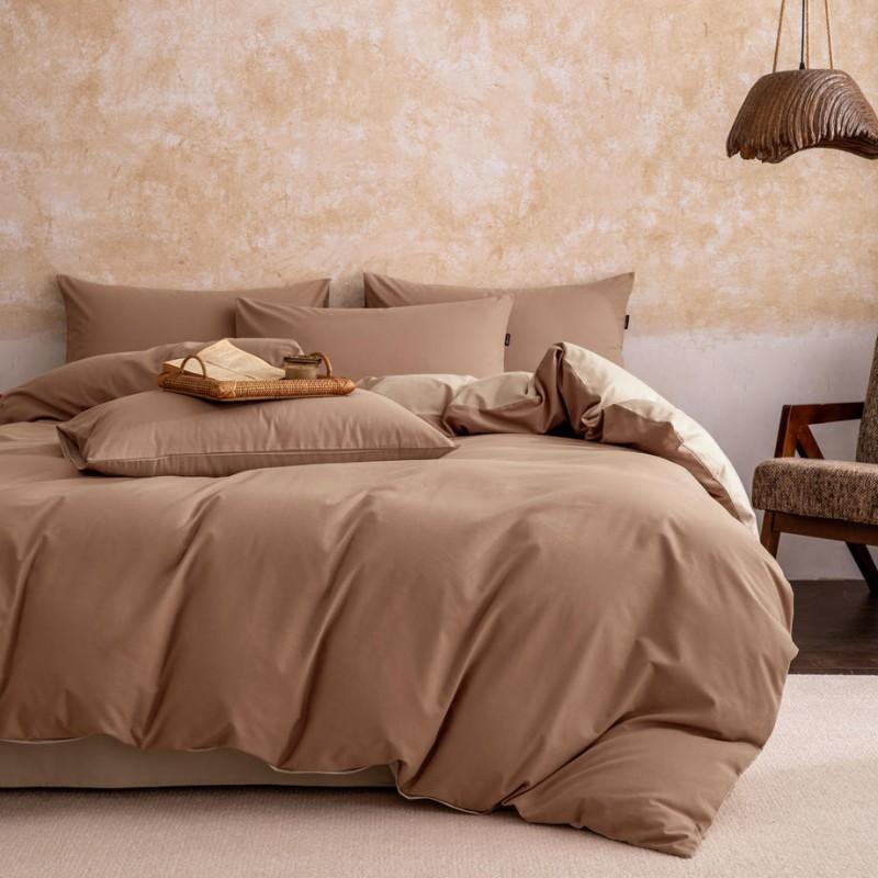 Cotton Brushed Solid Color Patchwork Thick Bedding Set Simple Style Sheet Duvet Cover Pillowcase Dorm
