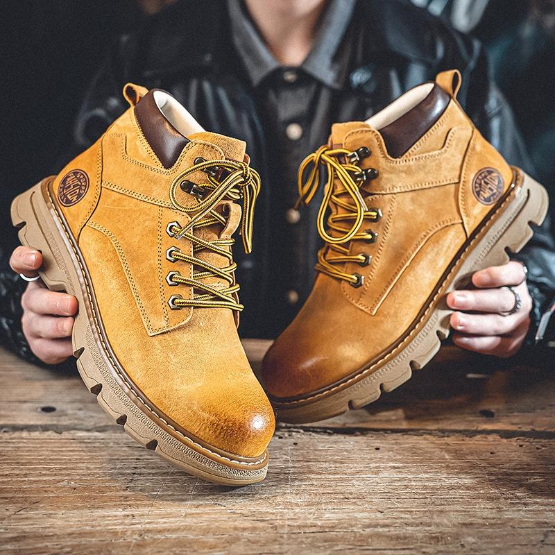 Maillard first-layer rhubarb boots retro British Martin boots thick-soled new mountaineering men's tooling boots