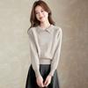 Srcr Women's Beaded Lapel Wool Blend Sweater