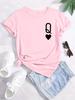 Q&Heart Printed Round Neck T-shirt for Spring/summer Short Sleeved Top and Women's Clothing