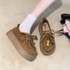 Platform women's new autumn single shoes retro versatile casual shoes increase the height of lazy Doudou shoes tide