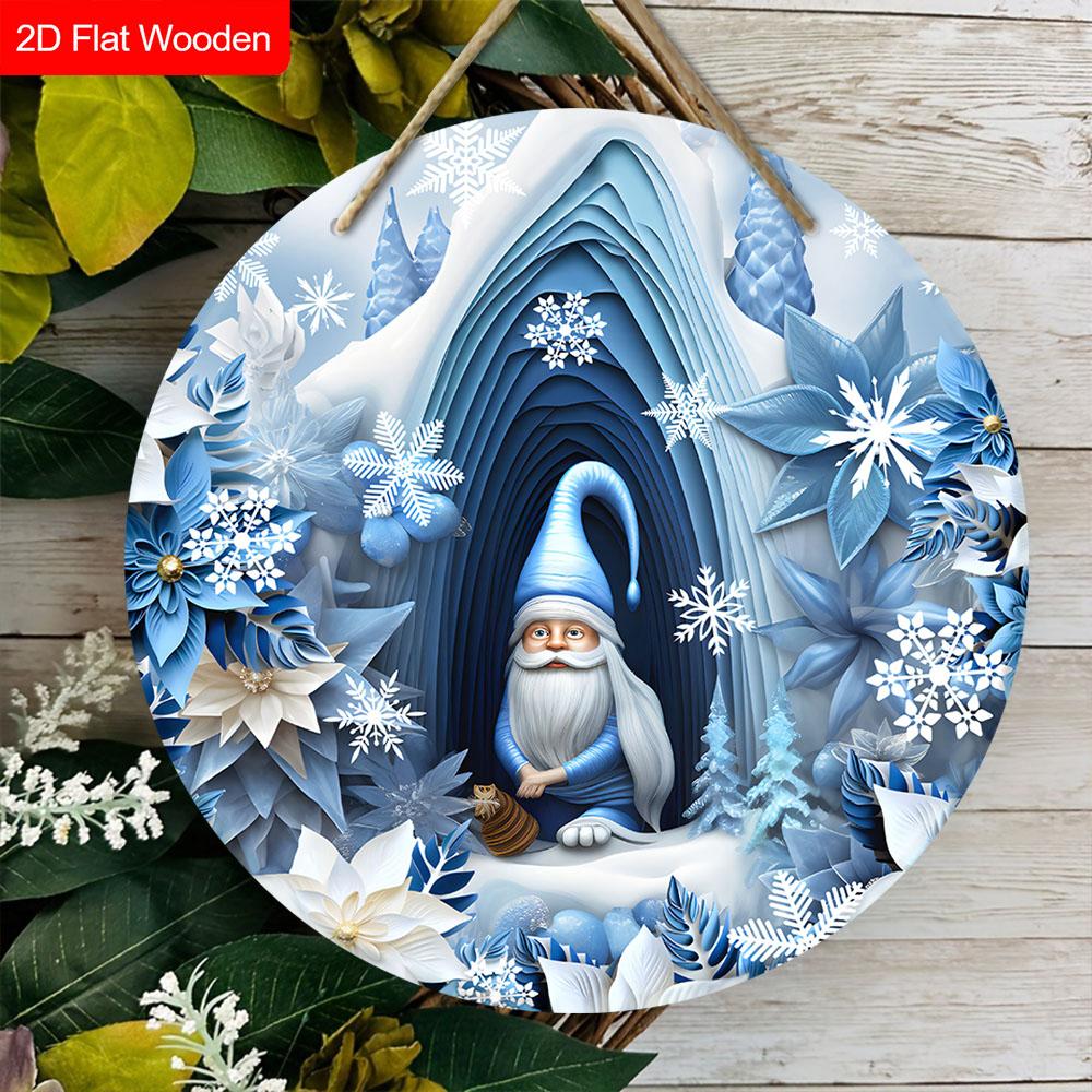 Christmas Wooden Sign with Gnome Pattern - Navidad Sign for Front Door, Yard, Wall Hanging Decor - Ideal Christmas Decoration