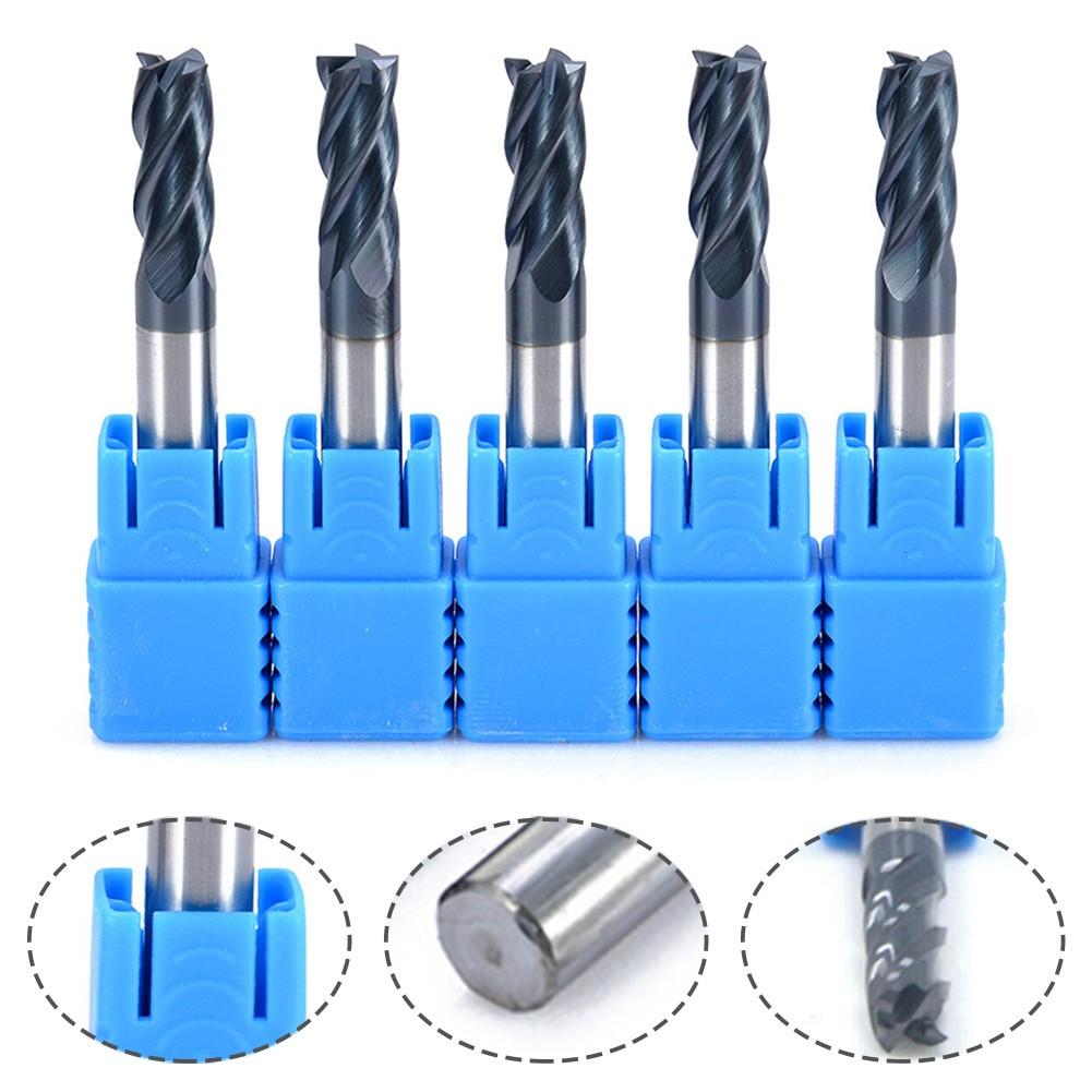 5Pcs 6mm Shank Tungsten Carbide 4 Flute End Mill CNC Milling Cutter HRC45 TIALN