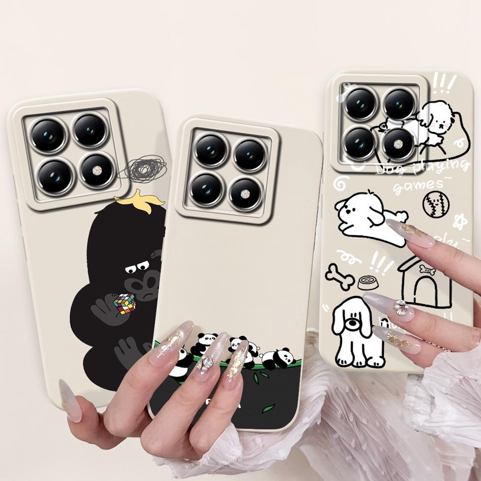 Für Xiaomi 14T Hülle 14T Pro Cover Süßer Cartoon-Panda Weiches Flüssigsilikon Stoßfest Funda Für Xiaomi 14T Pro Mi14TPro 5G Hülle