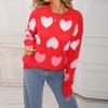 New Winter Valentine's Day Round-neck Pullover Heart-shaped Sweater for Women