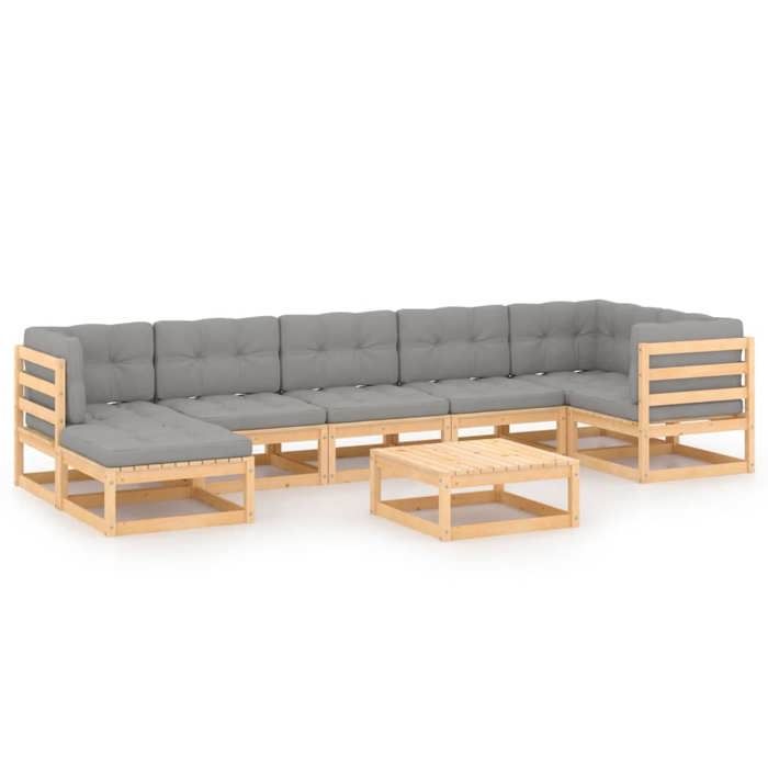 Exclusive House - 8-piece Garden Furniture Set with Cushions Solid Pine Wood