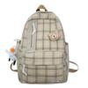 Japanese college style girl backpack Korean version Mori bear Harajuku student backpack small fresh plaid schoolbag female