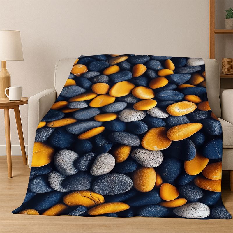 Cobblestone Stone Natural Scenery Flannel Blanket Soft Warm Throw Blanket for Bedroom Living Room Bed Travel Camping Picnic Gift