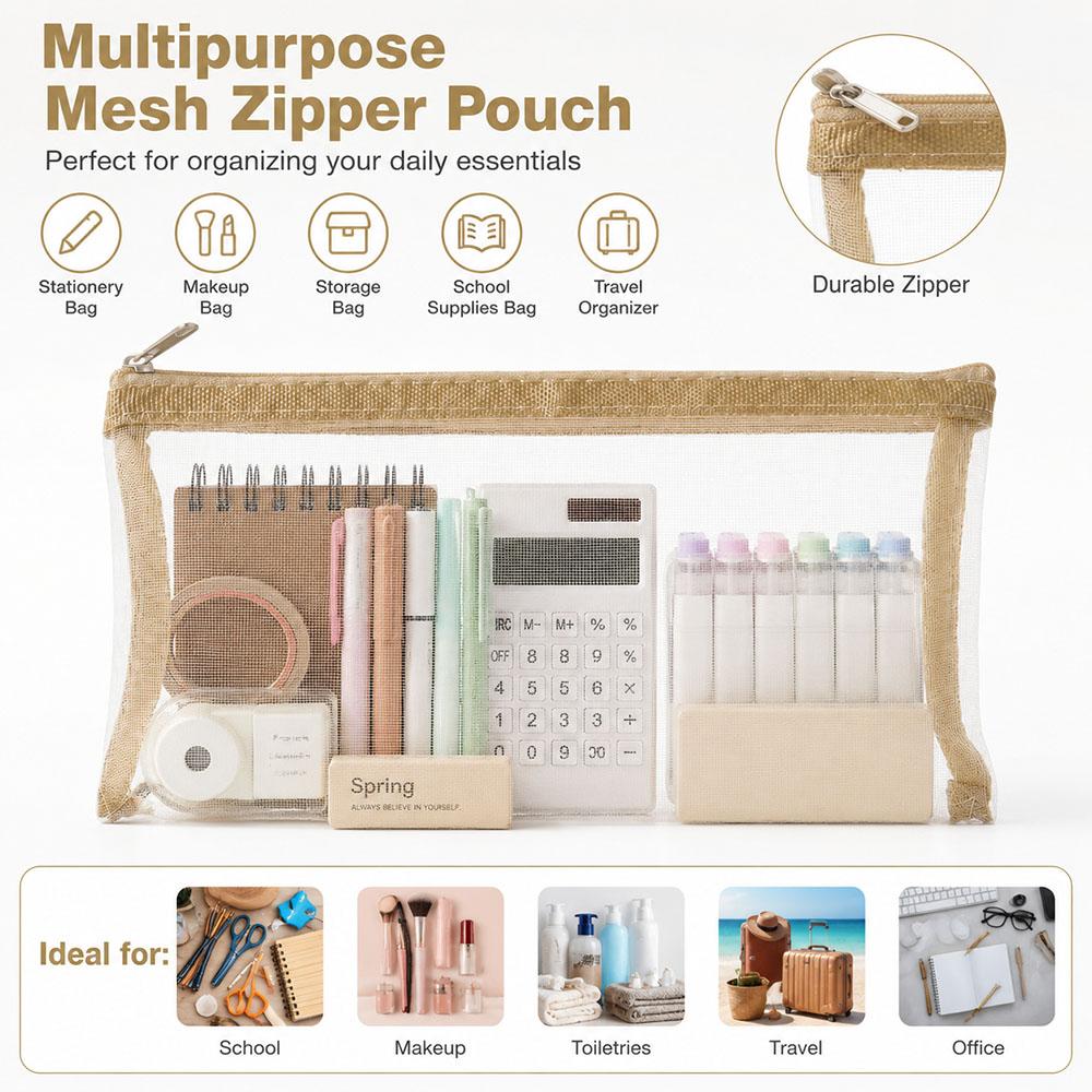 Transparent Pen Bag Square Shape Stationery Pouch Portable Storage Pouch  Beauty Tool Storage