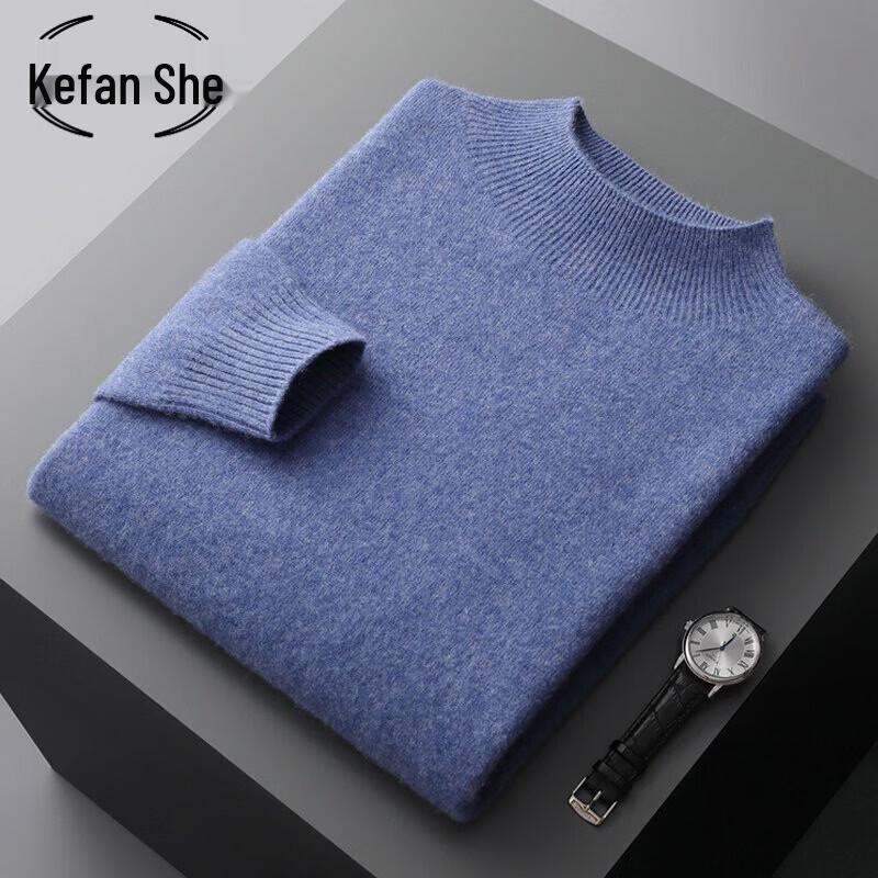 Kefanshe Men's Minimalist Wool Blend Mock Neck Sweater