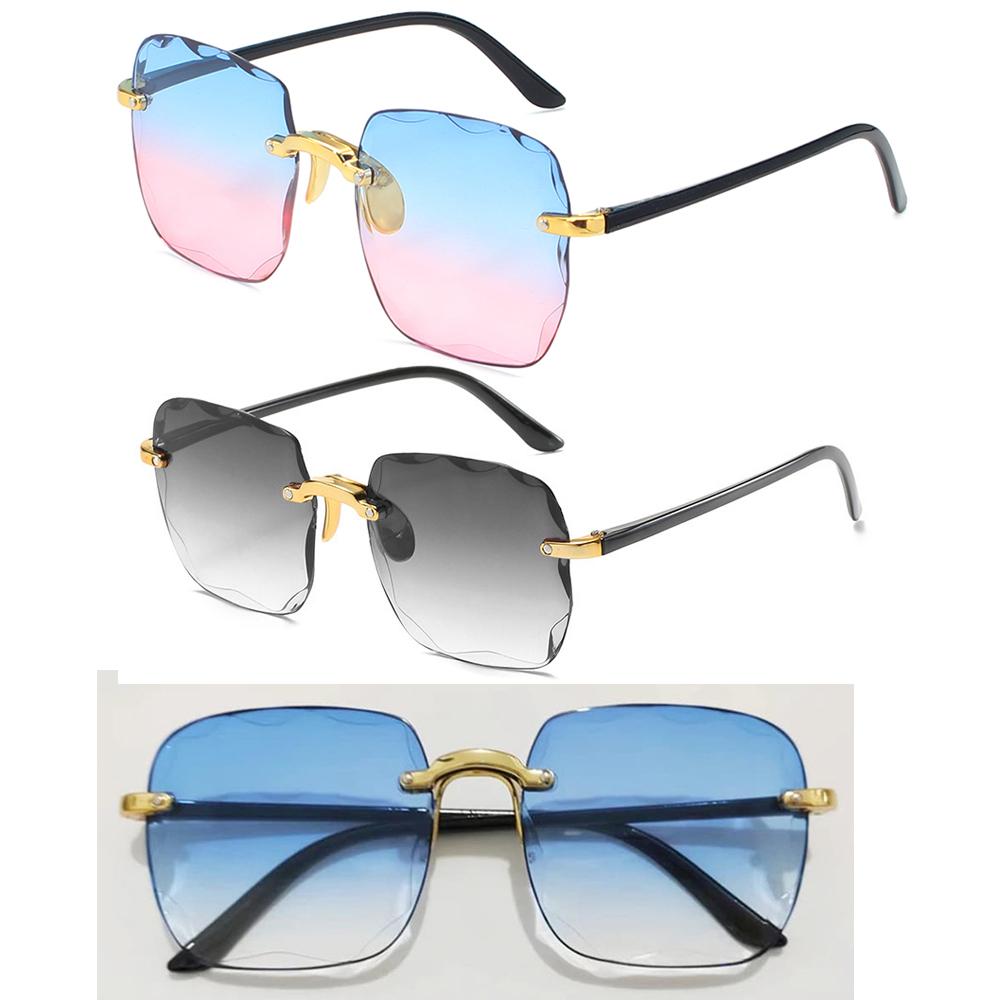 New Rimless Women's Sunglasses Fashion Gradient Lenses Sun Glasses Lady Vintage Alloy Legs Classic Designer Shades UV400