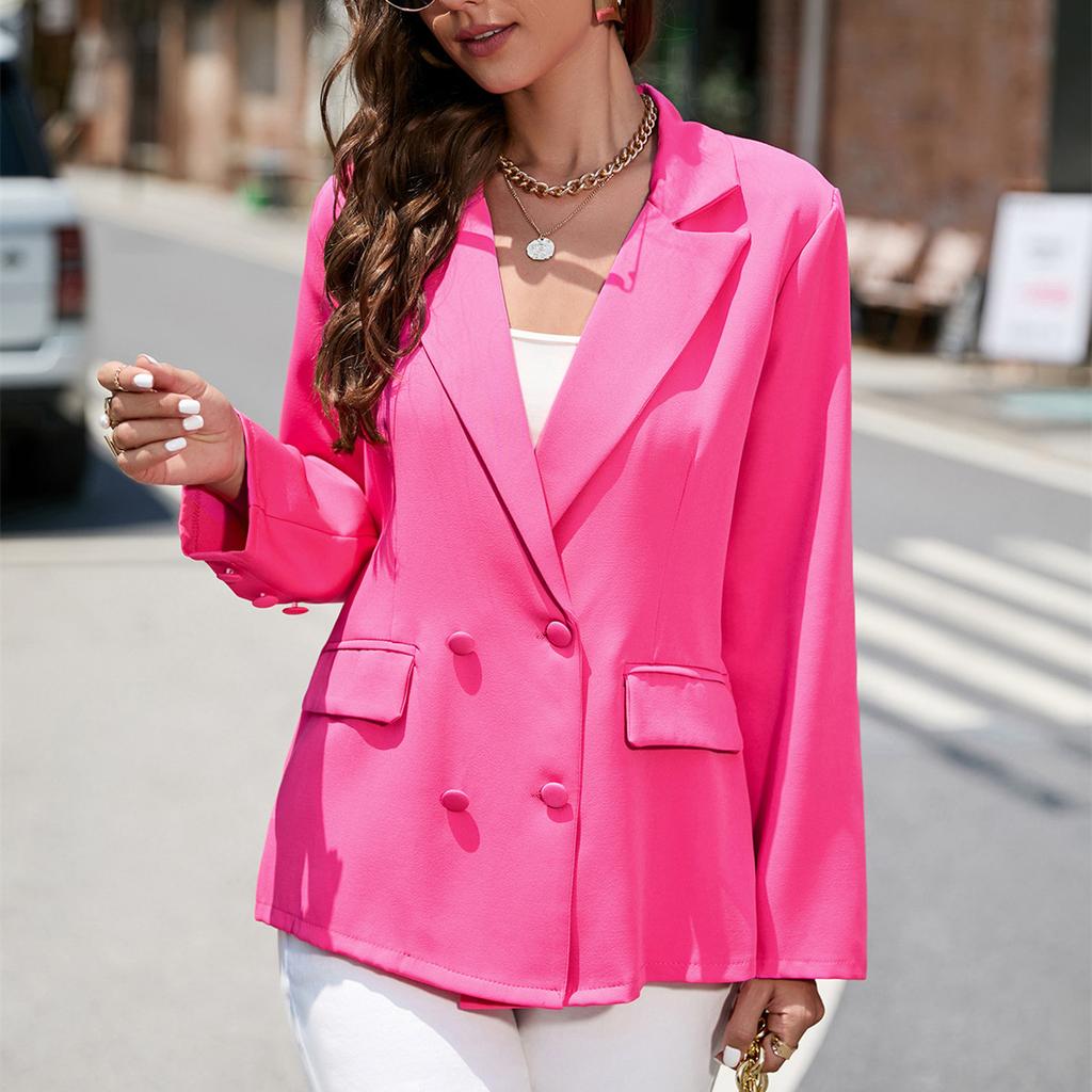 QICED Dam Vintage Casual Enfärgad Tryck Höst Vinter Långärmad POLO Hals Jackor & Kappor