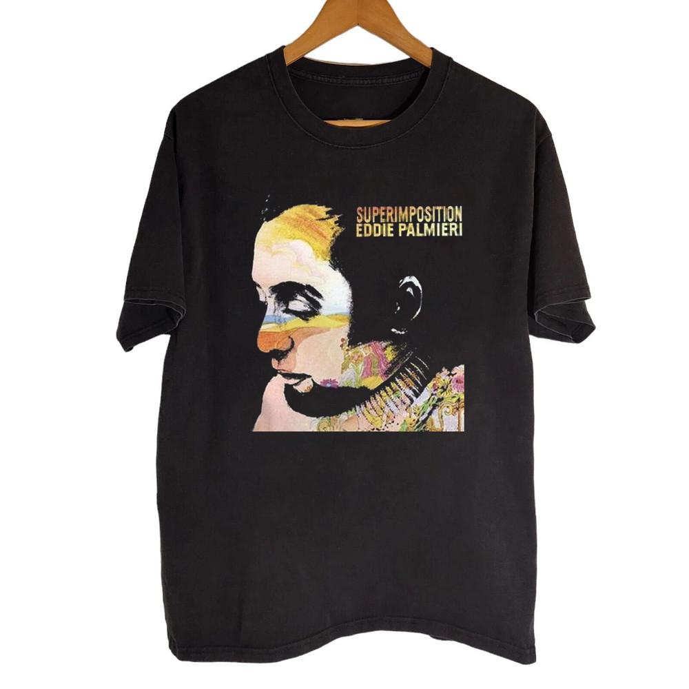 

Eddie Palmieri Superimpositio wbr/ n Black Cotton T Shirt Unisex T-Shirt XXXXL