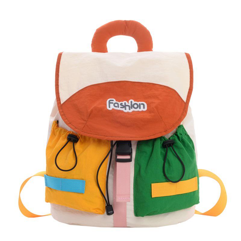 Korean Color Block Kindergarten Backpack: Trendy Outdoor Sports Bag for Girls, Parent-Child Style