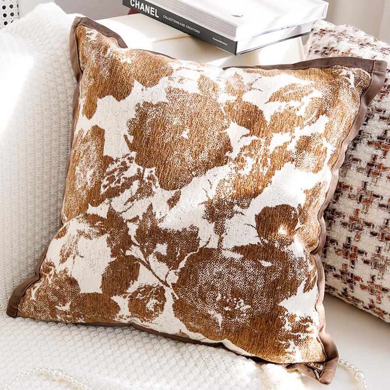 Brown Vintage Sofa Throw Pillow Cover Vintage Bedroom Headboard Cushion Simple and Modern Decorative Throw Pillow Customizable