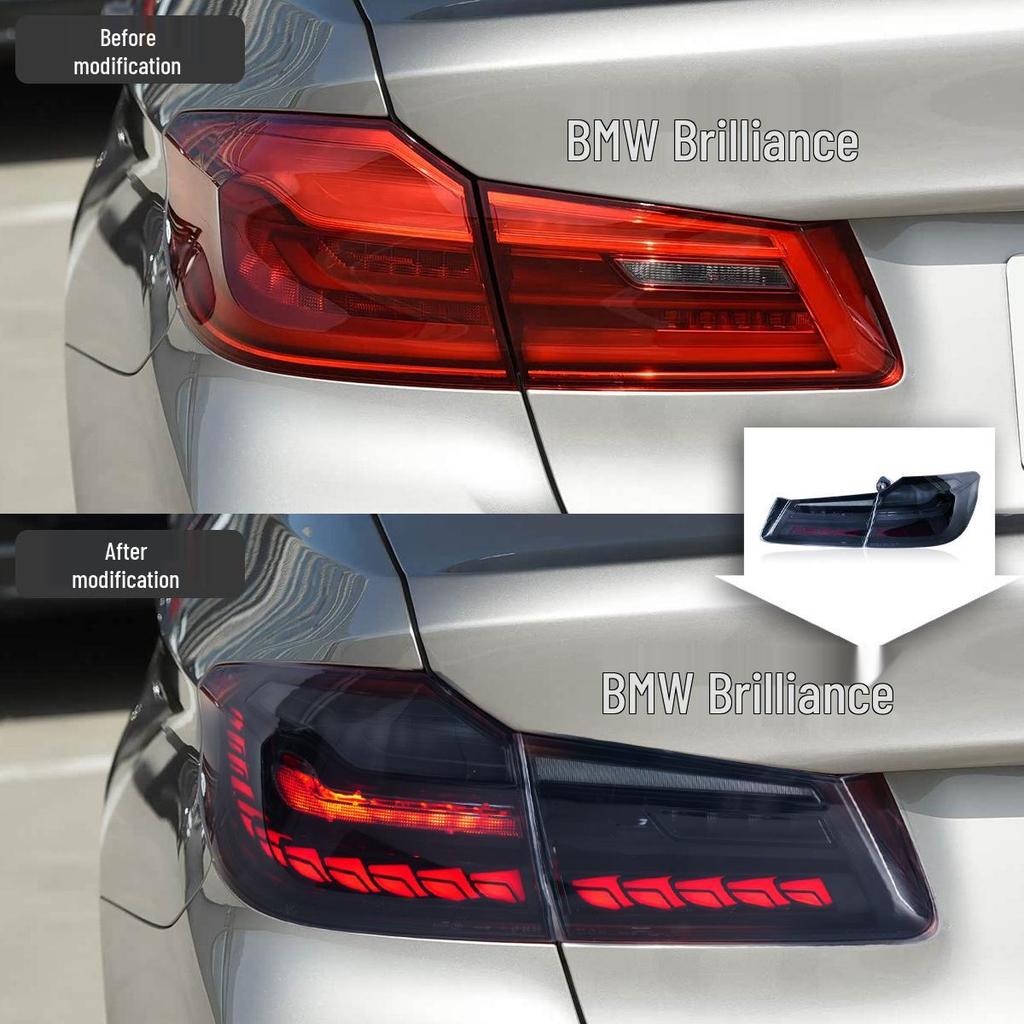 18-20 BMW 5 Series G30/G38 LED Tail Lights: Modified Dragon Scale Design with Flowing Turn Signals.