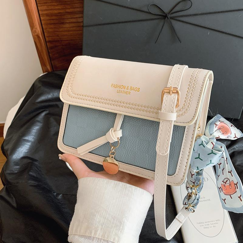 Premium texture foreign style small bag women's bag 2025 summer new versatile single shoulder oblique span bag contrasting color small square bag wome