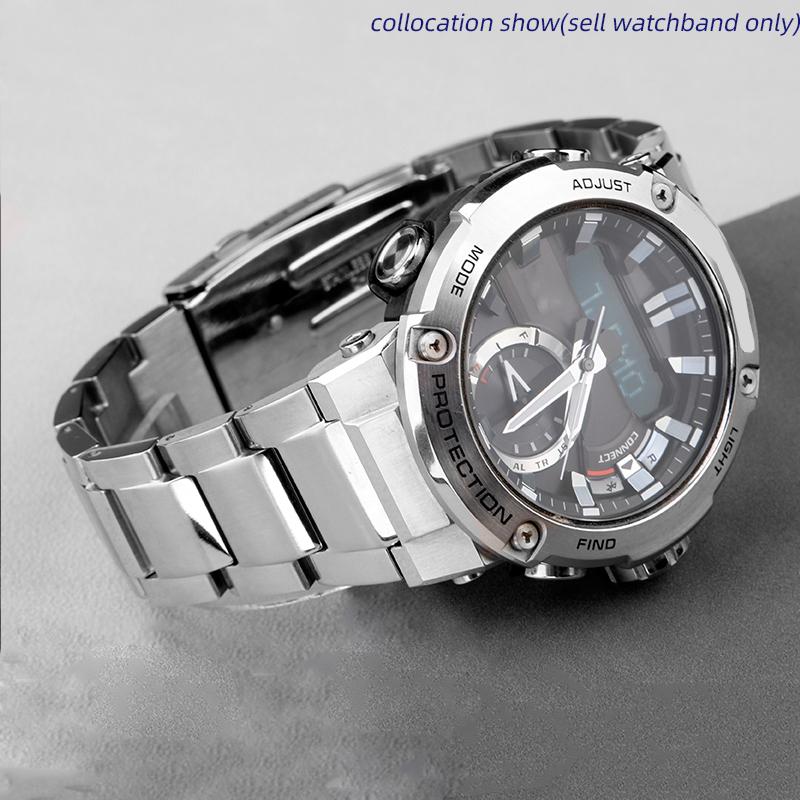 For Casio G-SHOCK GST-B200 strap gstb200 Solid stainless steel 24x16mm watchband Quick release metal Men's Wrist band bracelet