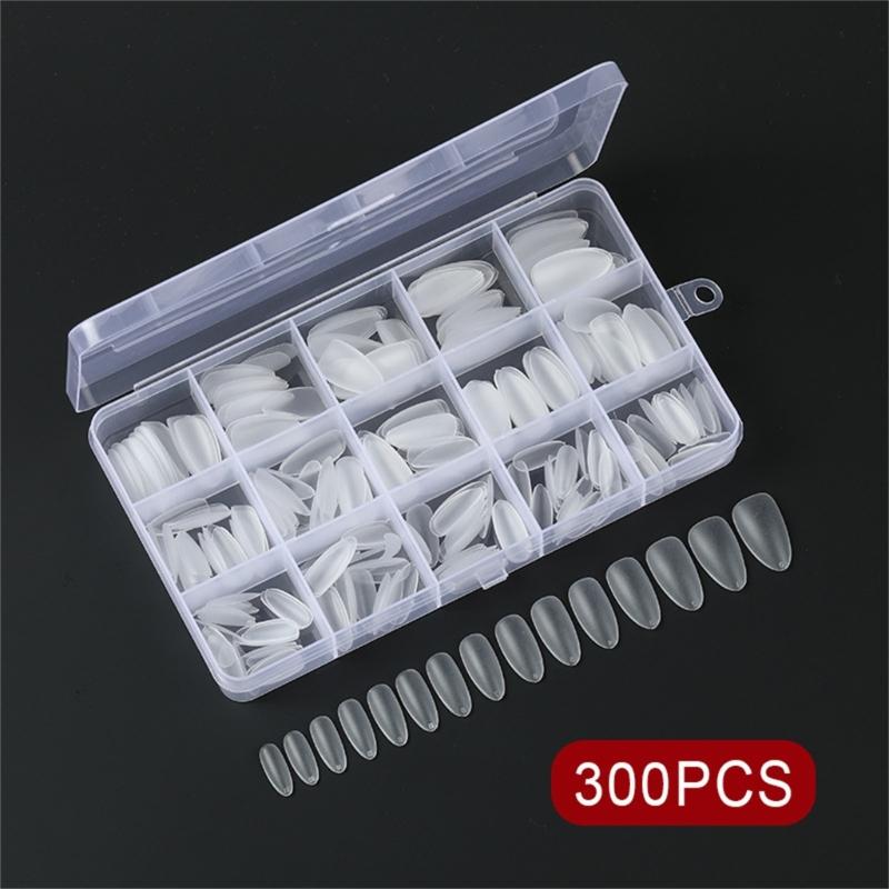300Pcs Soft Gel Full Cover Short Matte Nail Tips Pre Shaped Acrylic False Nail Manicure Decoration for DIY Nail Art