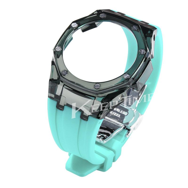 For Casioak G-Shock GA-2100 GM-2100 GMA-S2100 GA2100 Mod Kit Transparent PC Case Rubber Strap Watchband Replacement Accessories
