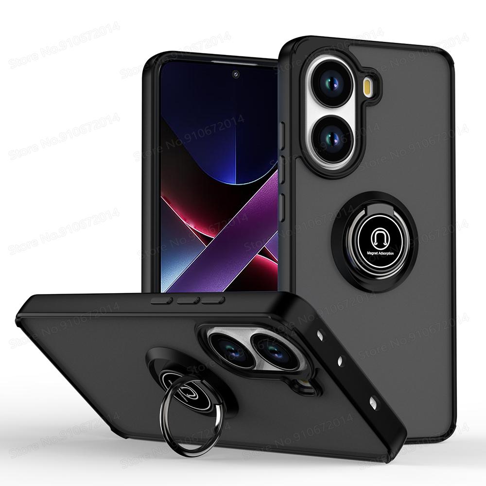 

Матовый чехол-броня для POCO X7 Pro Магнитная подставка-кольцо Кронштейн Чехол для телефона для POCO X6 X7 X5 X4 X3 F5 F6 Pro Защита от падений Бампер Poco F5 чёрный