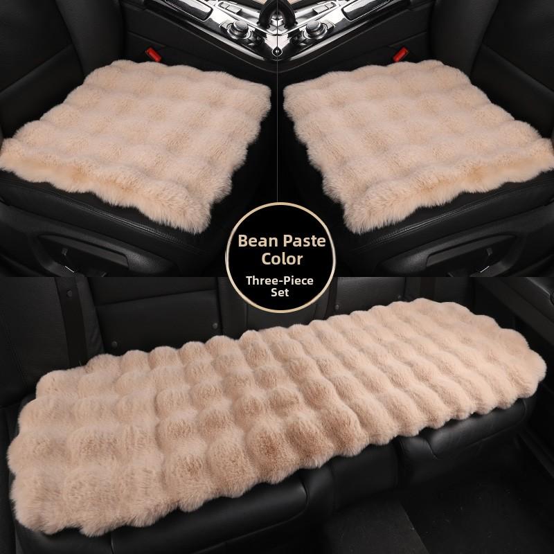 Heated Car Cushion Winter Warm Comfortable Bubble Velvet Simulation Rabbit Fur Car Pad 5 Seats Non-Backrest
