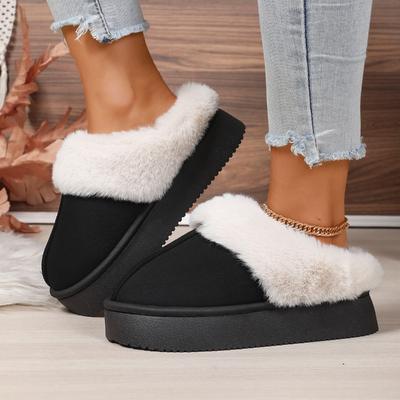 Fashion Solid Color Simple and Versatile Thick-soled Cotton Slippers Winter Women's Flat Bottom Comfort Is Necessary for All Occasions
