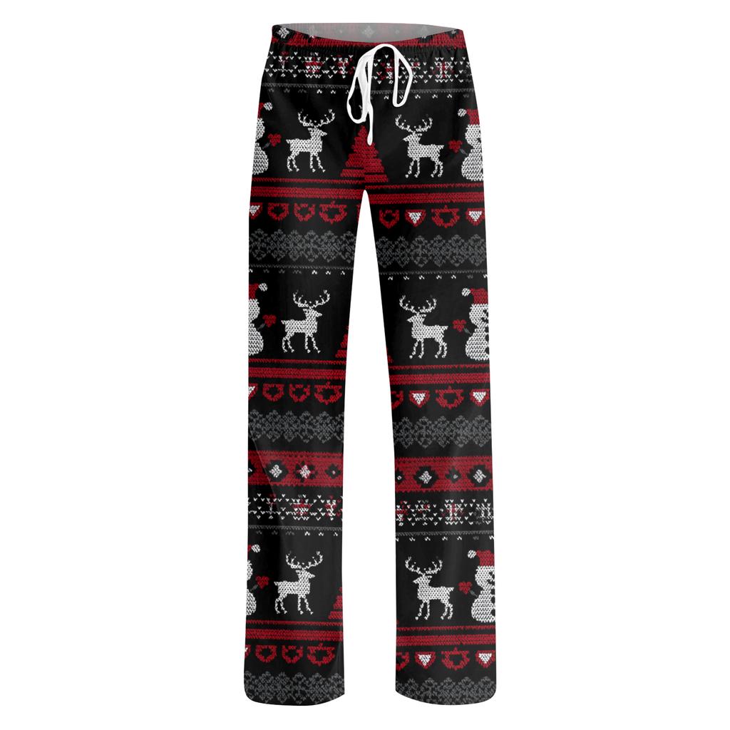 Women's Drawstring Christmas Printed Casual Pants