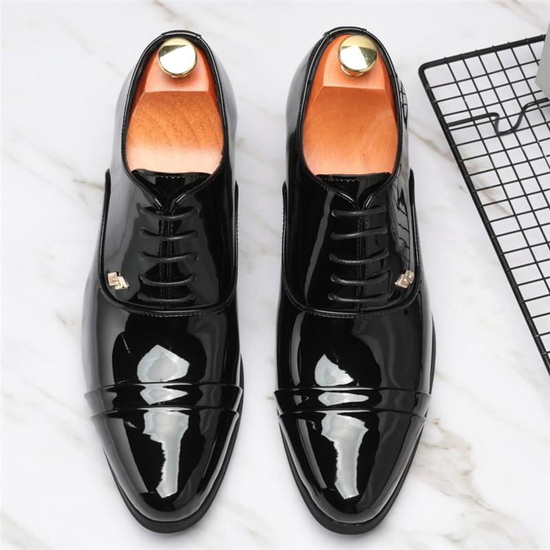 New British Fashion Men's Pointed Thick-soled Height Increasing Cuban Shoes Male Wedding Prom Homecoming Oxford Footwear