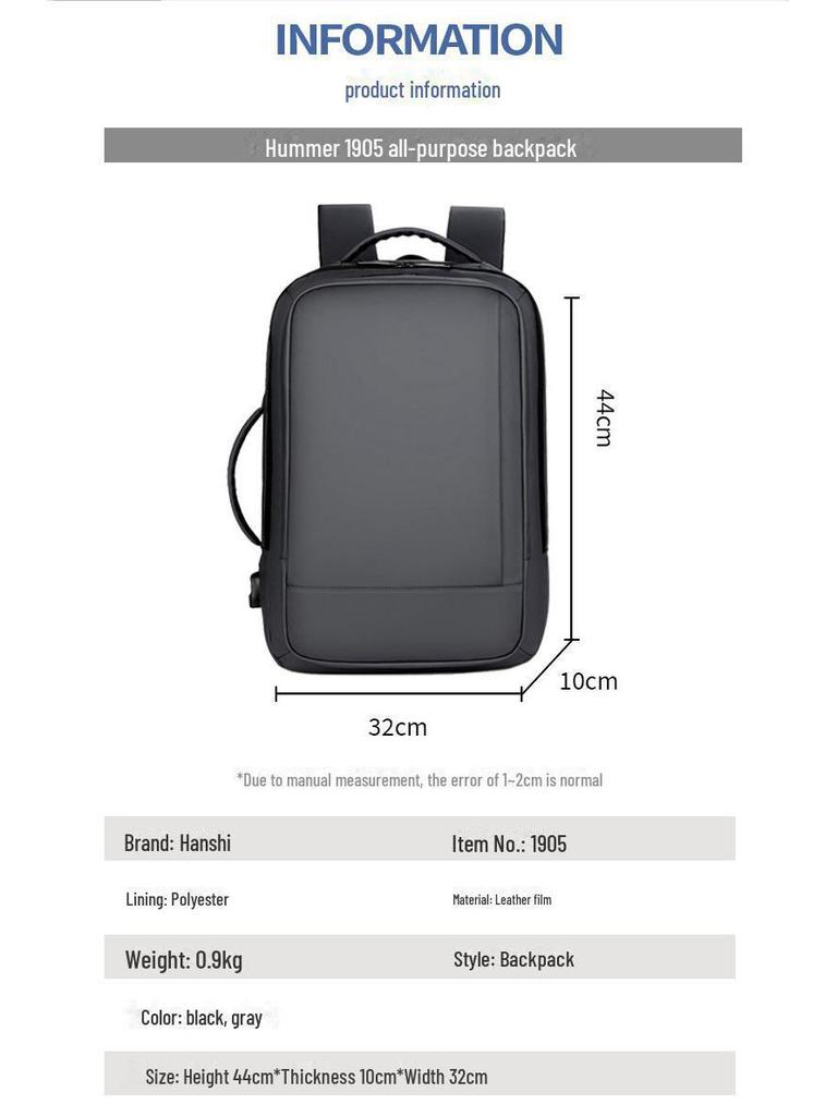 High-Capacity Waterproof Men's Business Travel Backpack - Fashionable and Durable for Laptops
