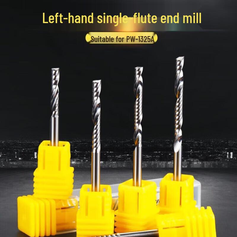 Puwei Left-Hand Single Flute CNC End Mill CN plug (adapter included)