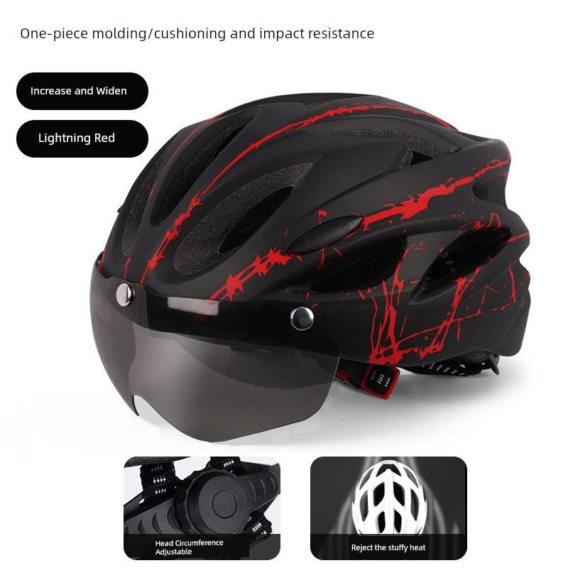 Yu Zhaolin's Premium Bicycle Helmet with Integrated Goggles, One-Piece Riding Helmet for Men and Women, Mountain and Road Safety Helmet
