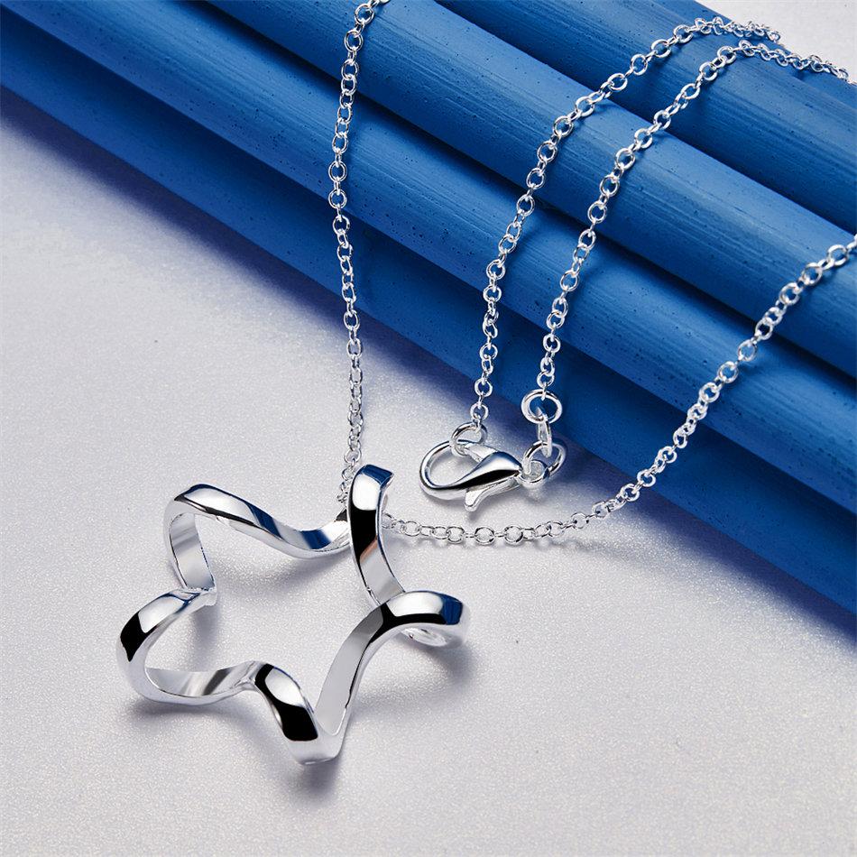925 Sterling Silver 16-30 Inch Exquisite Twisted Star Pendant Necklace for Women's Wedding Fashion Jewelry Accessories Gifts