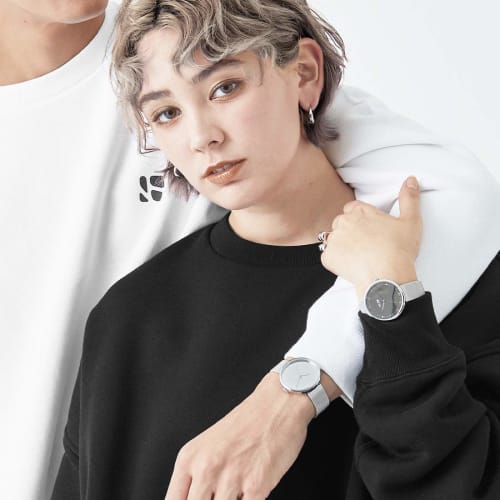 KLON Pair Watches, Silver, Perfect Gift for Couples, Pwatch-waka38-sm-mr