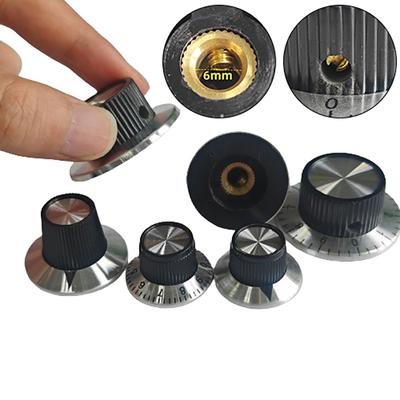 1ks 6Mm ovladač efektového pedálu Příslušenství pro domácí kutily Chrome Top Vintage Kytarový zesilovač Knoflík zesilovače Knoflík šipky