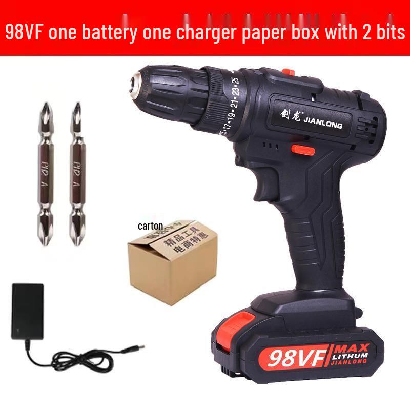 Cordless Dual-Speed Lithium Battery Electric Drill & Screwdriver for Household Use