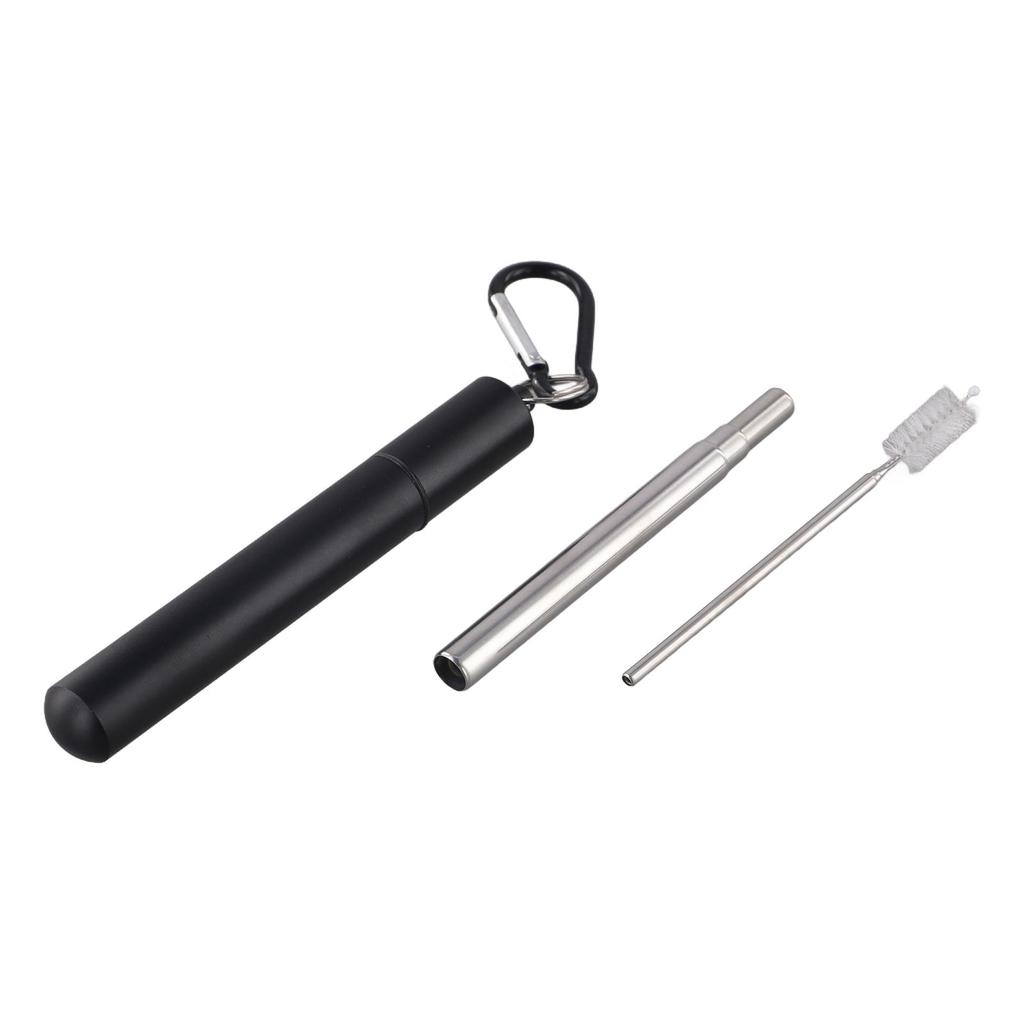 Collapsible Straw Set with Silicone Tips and Carabiner Hook