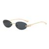 Y2k Cat Eye Oval Sunglasses With Metal Frame Uv400 For Outdoor Fashion
