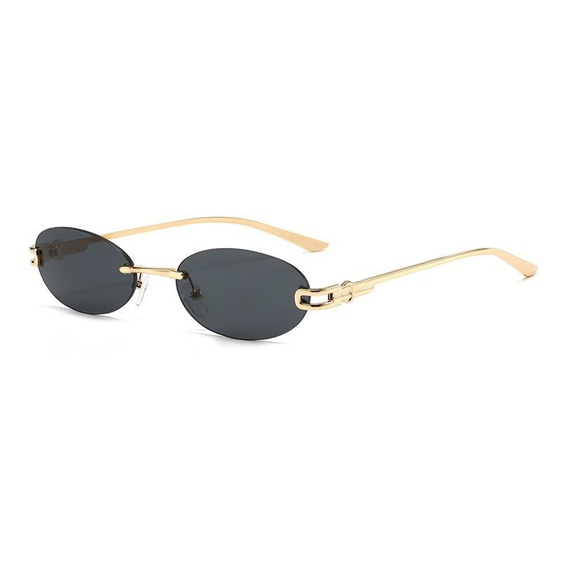 Y2k Cat Eye Oval Sunglasses With Metal Frame Uv400 For Outdoor Fashion