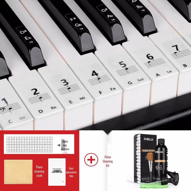 Colorful Piano Keyboard Stickers for 88, 61, and 54 Keys - Note Stickers with Numbers and Staff for Electronic Keyboards