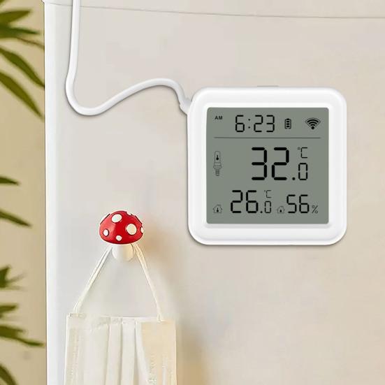 WiFi Temperature Humidity Sensor with External Probe APP Monitoring Smart Home Hygrometer Plants Aquarium Winery Digital Humidity Gauge Meter
