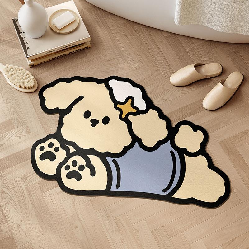 

Cartoon Puppy Bathroom Water Absorption Diatom Mud Floor Mat Niche Cute Home Bathroom Door Mat 30 * 40cm