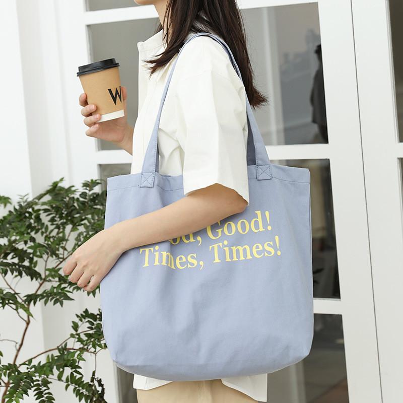 IELGY Korean Version of Casual Large-capacity Literary Canvas Bag, Simple Letter Printing Handbag