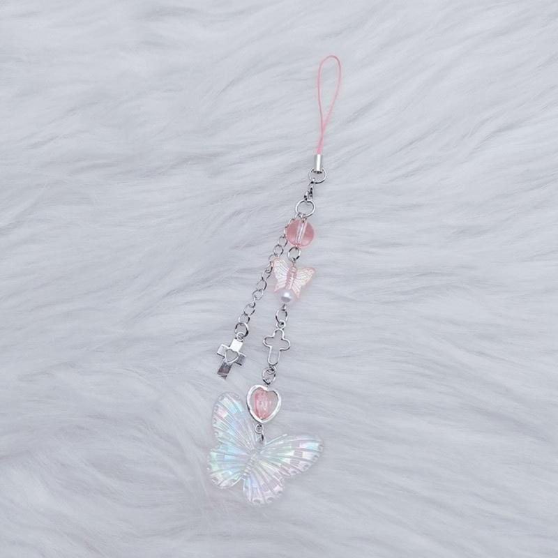 Star Key Chain Handmade Bowknot Pentagram Mobile Phone Chain Y2k Accessory Fashion Bag Pendant Chain for Women Girl