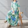 Plus Size Women Summer Long Dress Elegant Oversize Loose Bohemian Short Sleeve Dresses Flower Holiday Beach Dress