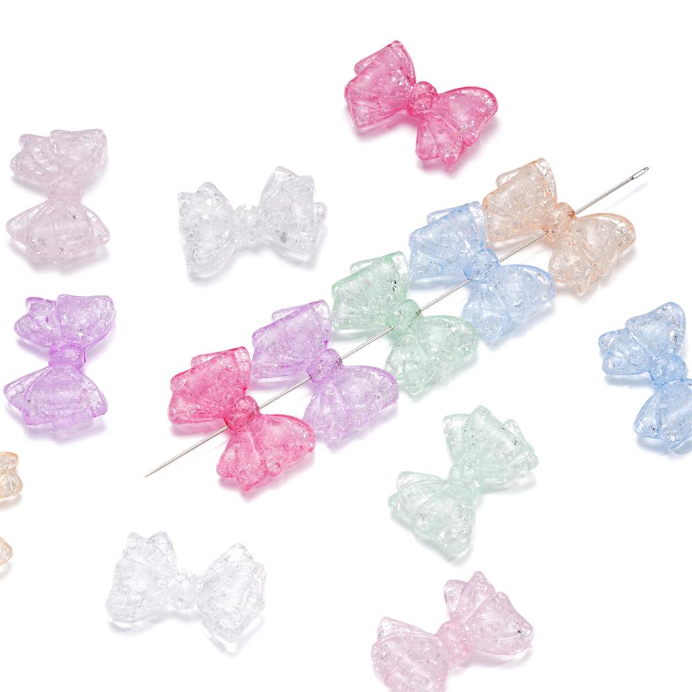 10pcs/lot Big Bowknot Cracked Acrylic Beads Transparent Necklace Loose Spacer Beads For DIY Jewelry Making Bracelet Accessories